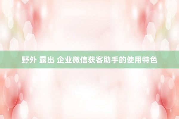 野外 露出 企业微信获客助手的使用特色
