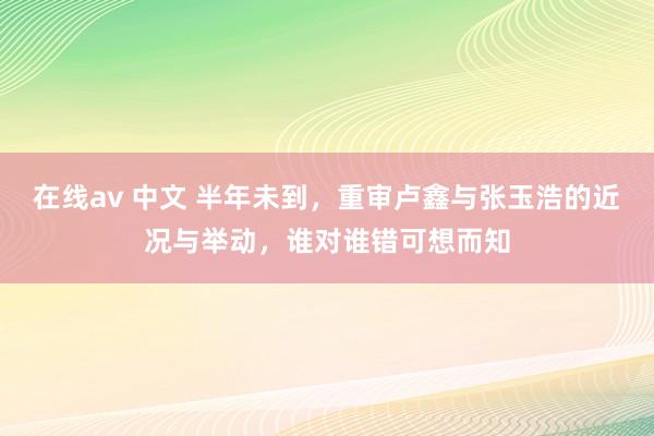 在线av 中文 半年未到，重审卢鑫与张玉浩的近况与举动，谁对谁错可想而知